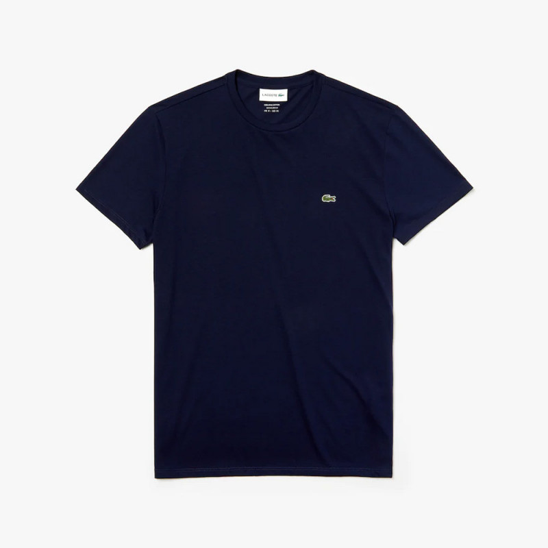 T-shirt Lacoste col rond uni bleu marine | DM'Sports