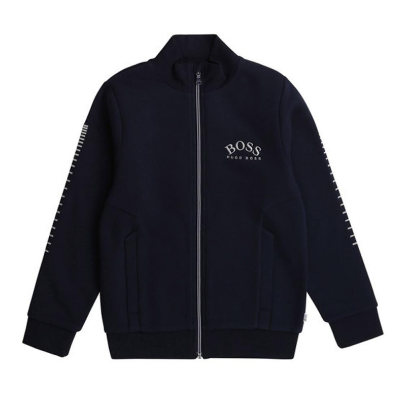 Sweat zippé Boss bleu marine pour enfant en vente chez DM'Sports