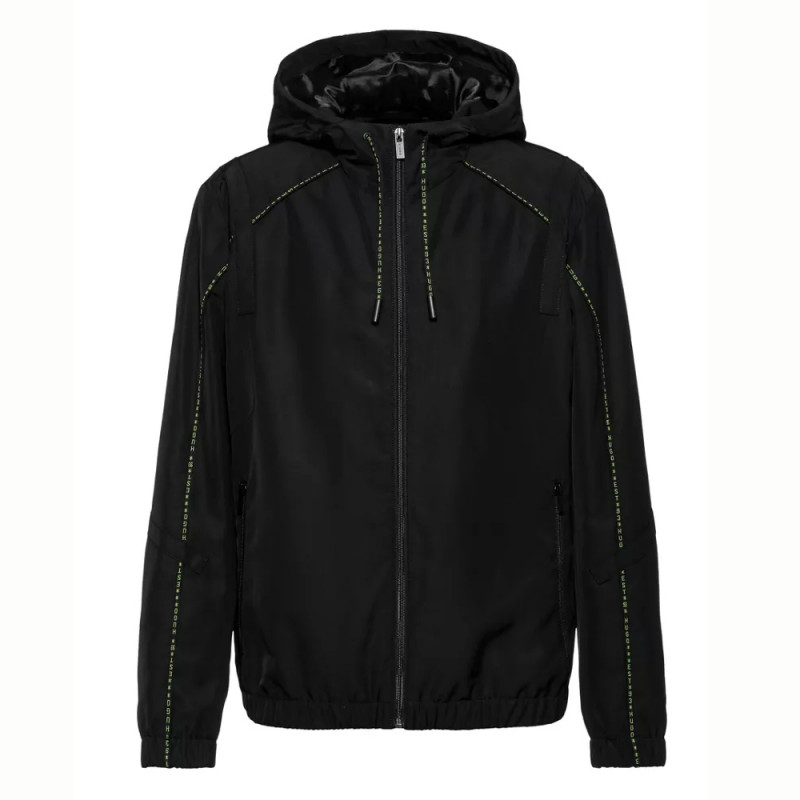 Veste BENJI2211 Hugo coupe-vent à capuche en tissu recyclé avec logo manuscrit