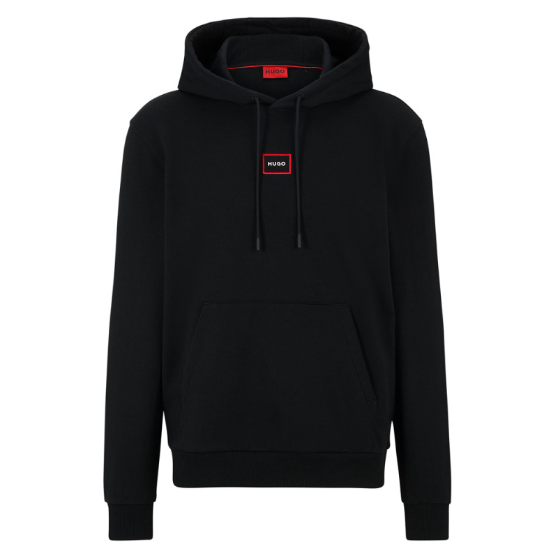Sweat HUGO à capuche Relaxed Fit en molleton avec logo encadré chez DM'Sports