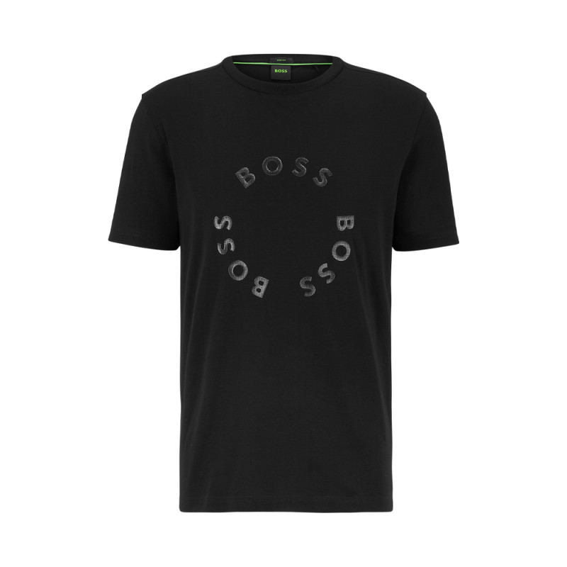 T-Shirt en coton stretch avec logos imprimés circulaires BOSS Chez DM'Sports