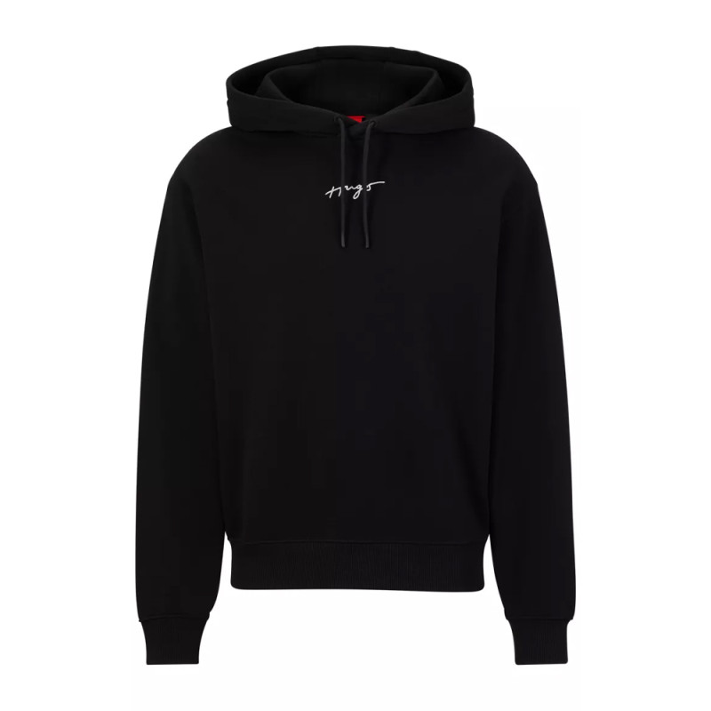 Sweat à capuche en molleton de coton noir à logo manuscrit Chez DM'Sports