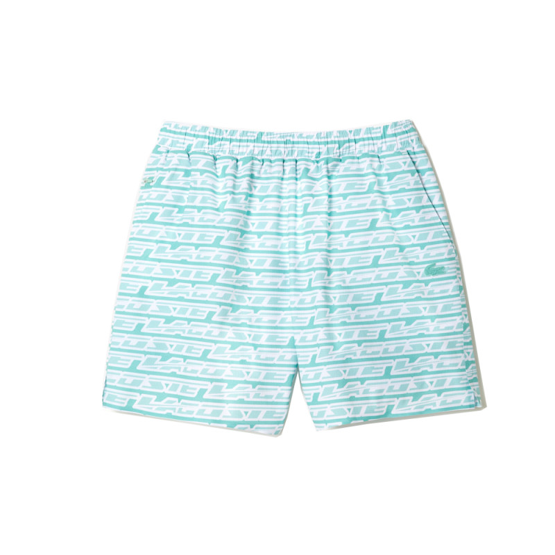 Short de bain homme LACOSTE imprimé graphique bicolore vert chez DMS