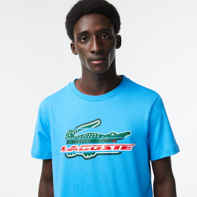 T-shirt Lacoste Sport regular fit en coton bio bleu chez DM'Sports