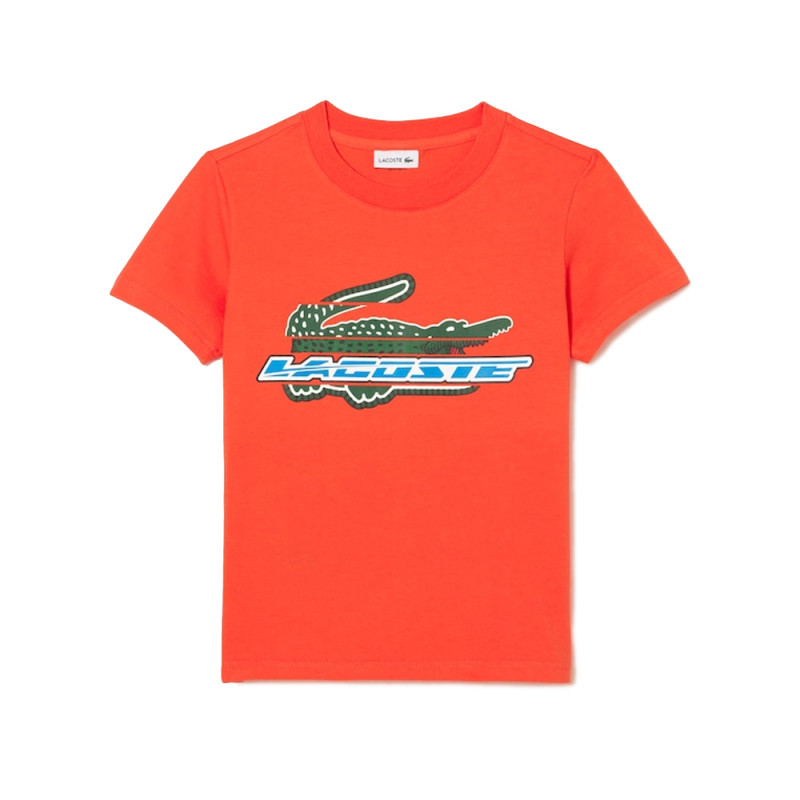 T-shirt enfant Lacoste avec imprimé contrasté orange chez DM'Sports