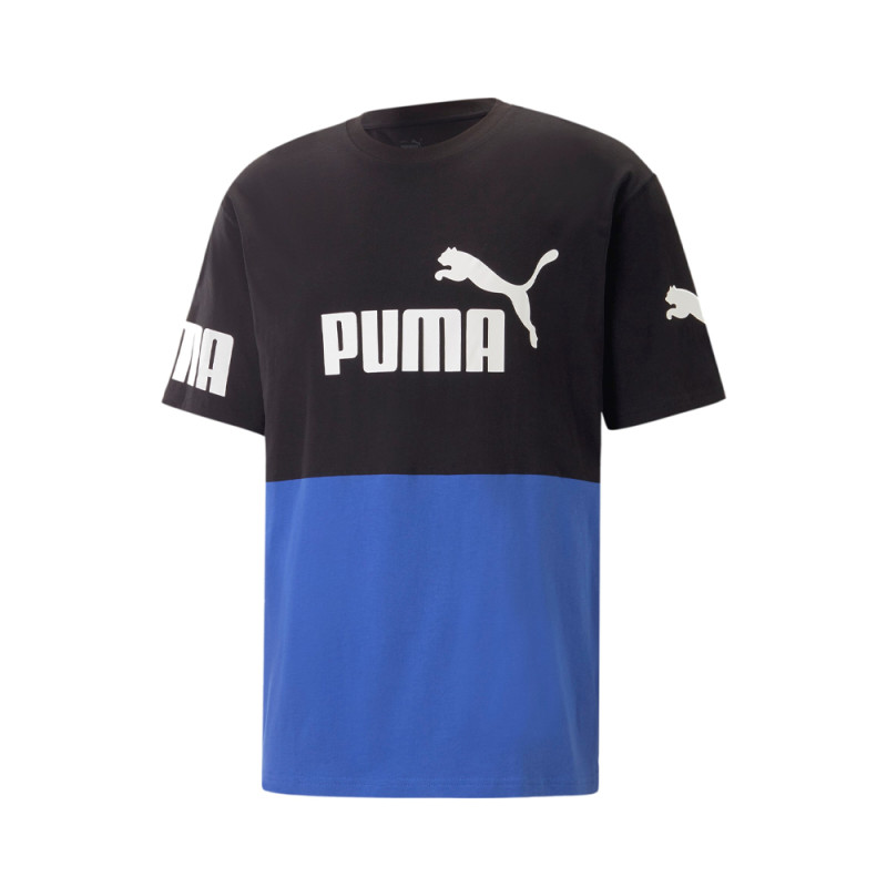 T-shirt PUMA POWER COLORBLOCK TEE noir bleu disponible chez DM'Sports