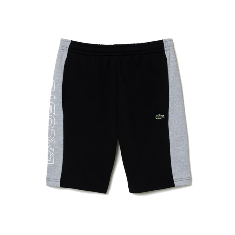 Short color-block Lacoste en molleton de coton noir chez DMS
