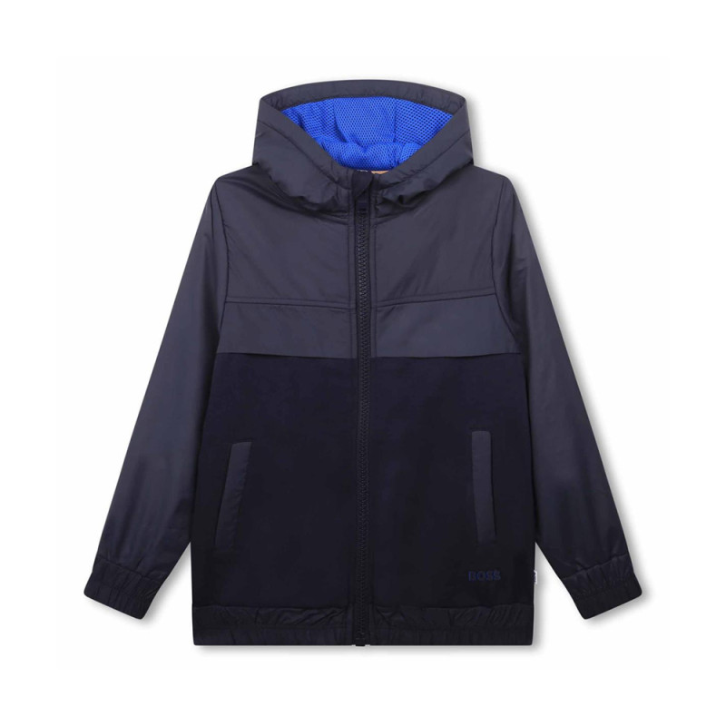 Cardigan zippé en bi-matière Boss enfant Bleu Marine | DM'Sports