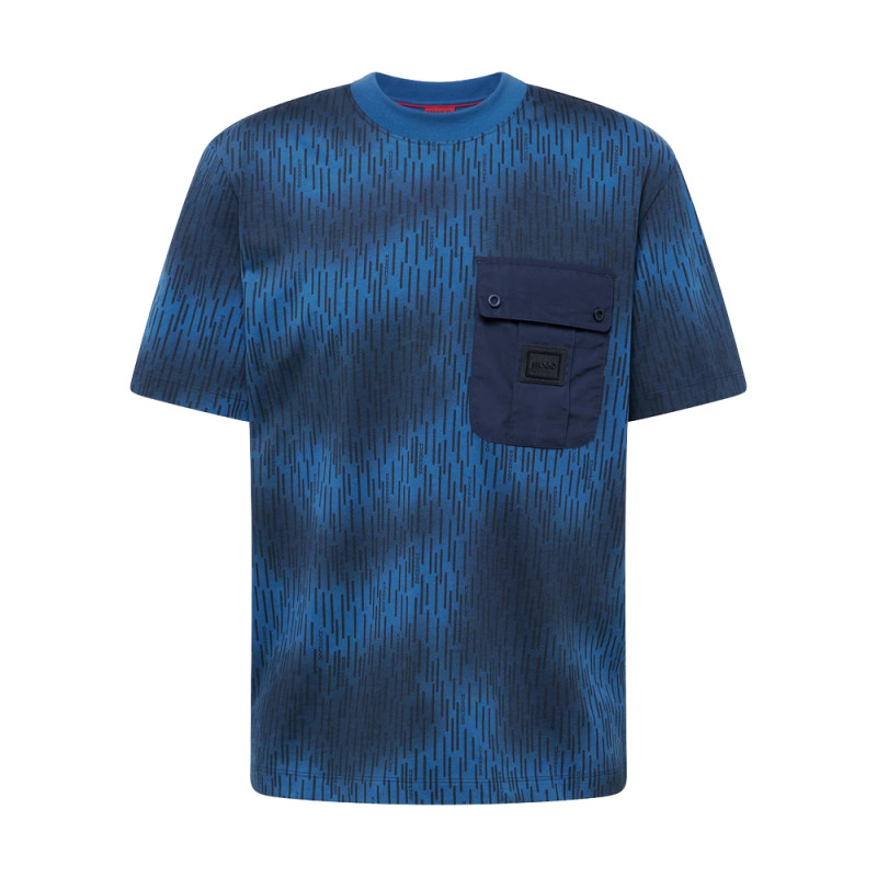 T-shirt DENGDUANG HUGO bleu foncé en coton disponible chez DM'Sports