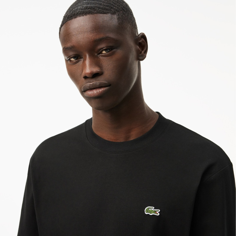 T-Shirt Lacoste Noir manches longues en jersey de coton Chez DM'Sports