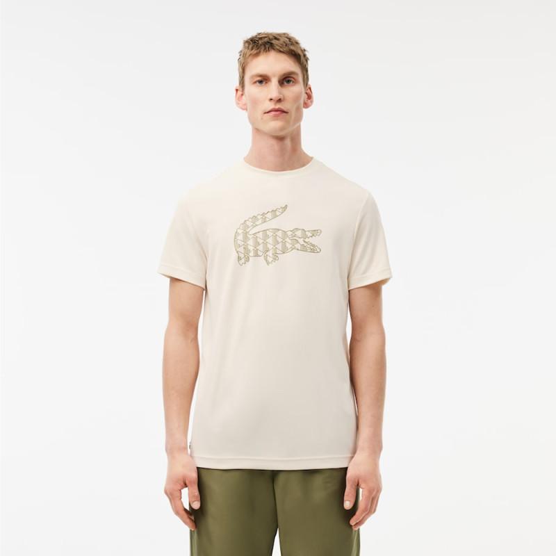 T-shirt Blanc Lacoste Tennis en piqué Ultra Dry Chez DM'Sports