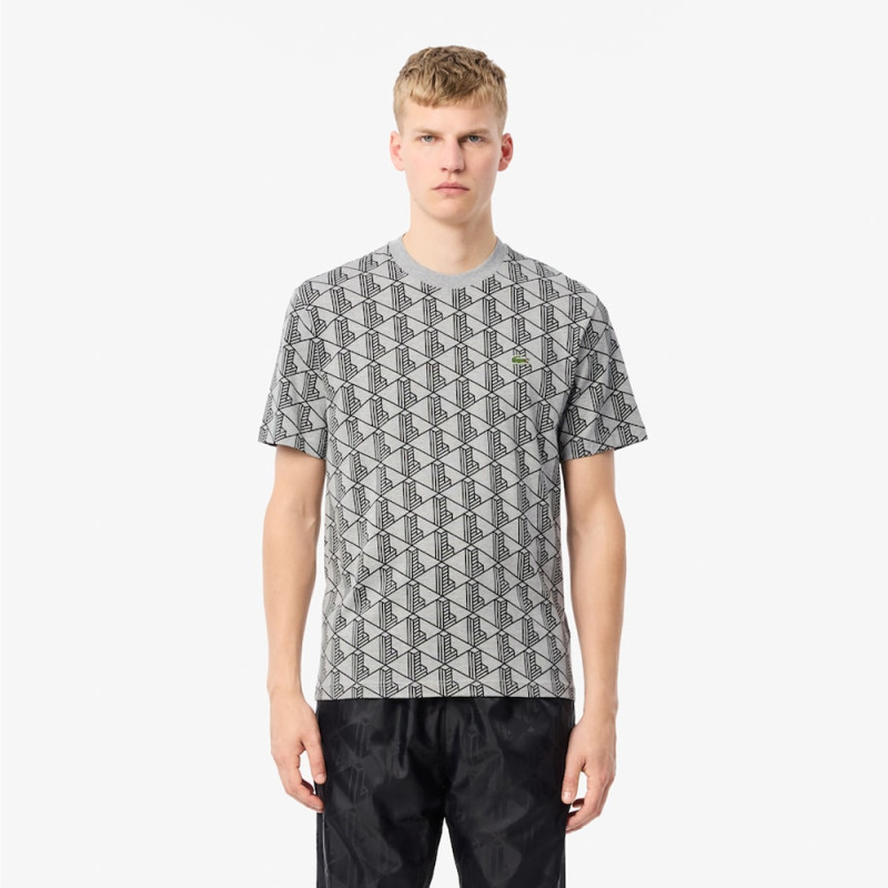 T-Shirt Lacoste en coton Monogramme Gris Chez DM'Sports Lyon