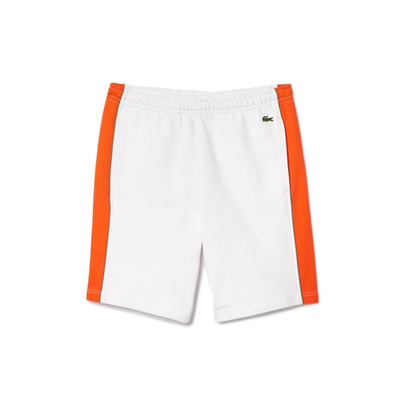 Short Lacoste Regular fit color-block molleton Blanc et Orange Chez DM'Sports
