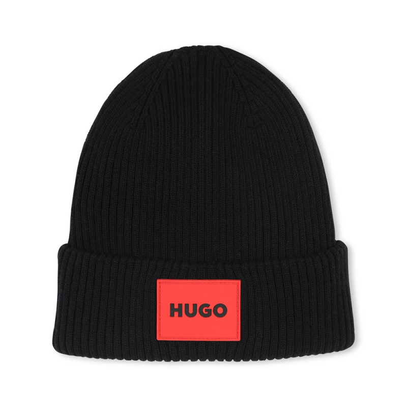 Bonnet Noir tricoté en coton Hugo Enfant Chez DM'Sports Lyon