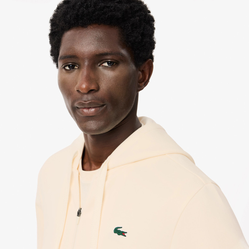 SWEATSHIRT ZIPPÉ LACOSTE A EMPIÈCEMENTS EN MESH ÉCRU | DM'SPORTS
