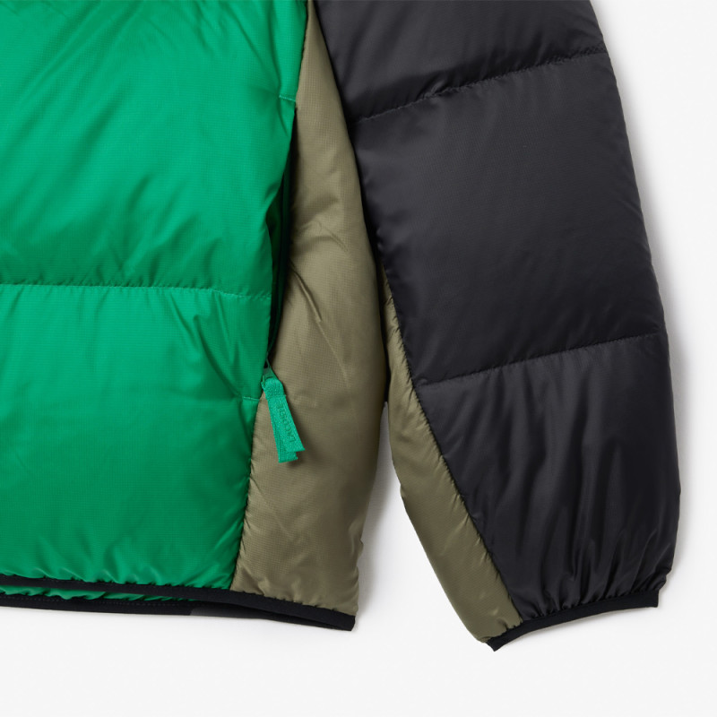 Doudoune verte Lacoste color-block déperlante Chez DM'Sports