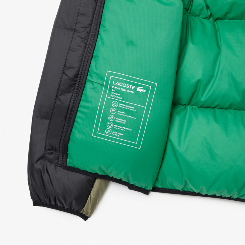 Doudoune verte Lacoste color-block déperlante Chez DM'Sports