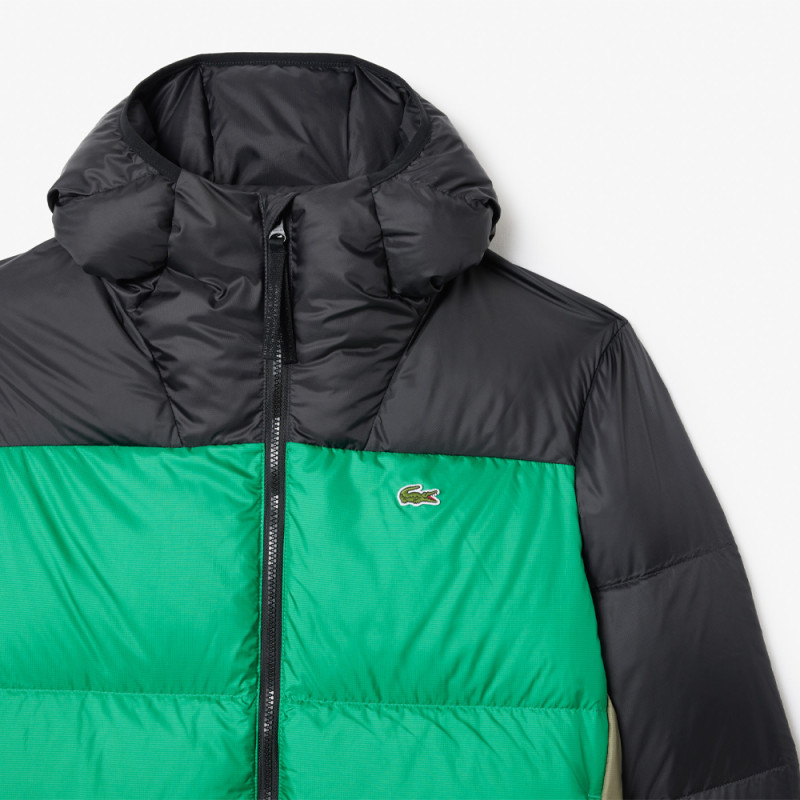 Doudoune verte Lacoste color-block déperlante Chez DM'Sports