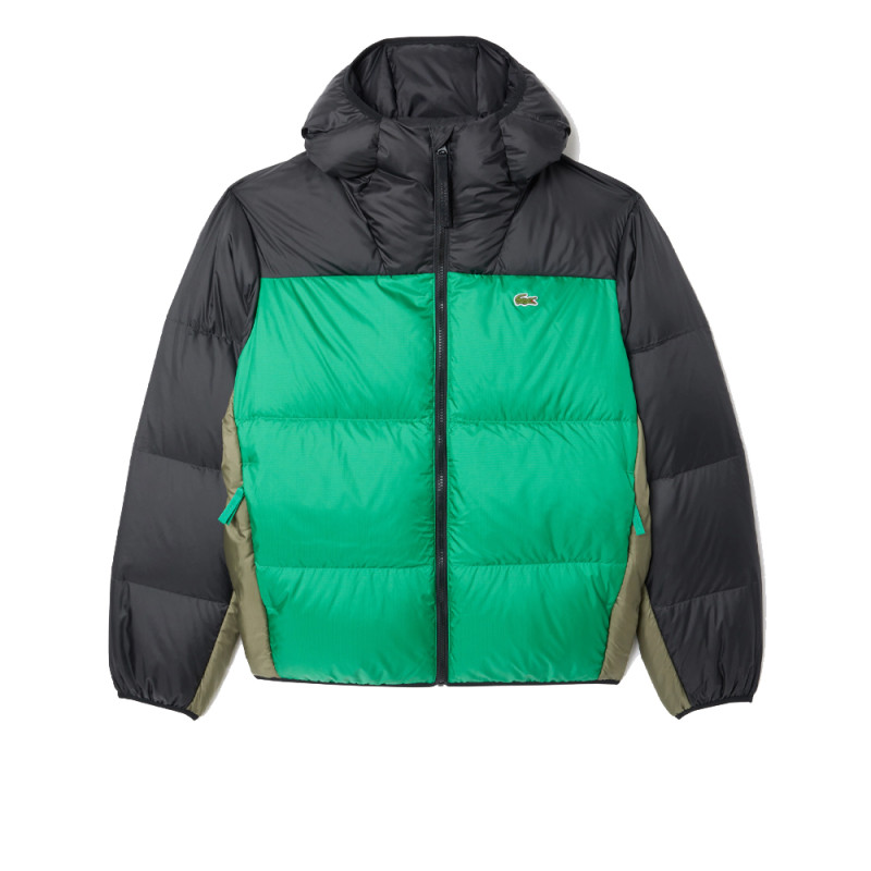 Doudoune verte Lacoste color-block déperlante Chez DM'Sports