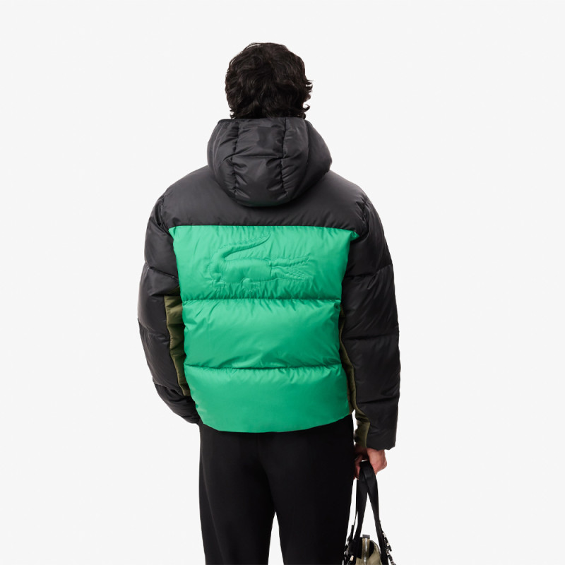 Doudoune verte Lacoste color-block déperlante Chez DM'Sports