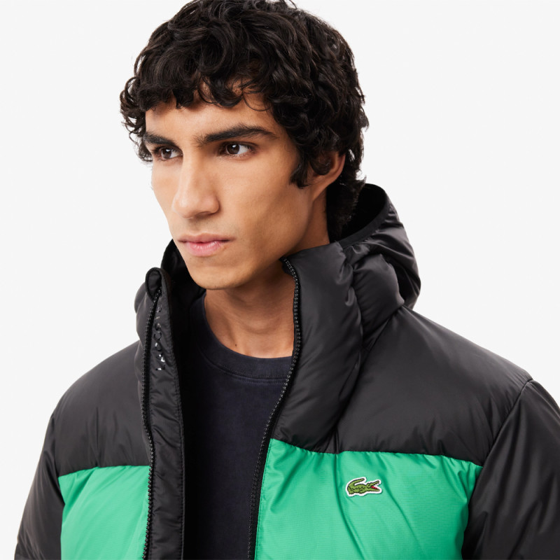 Doudoune verte Lacoste color-block déperlante Chez DM'Sports