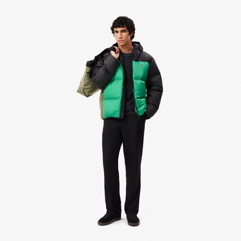 Doudoune verte Lacoste color-block déperlante Chez DM'Sports