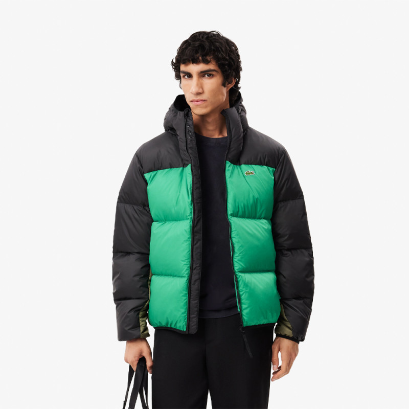 Doudoune verte Lacoste color-block déperlante Chez DM'Sports