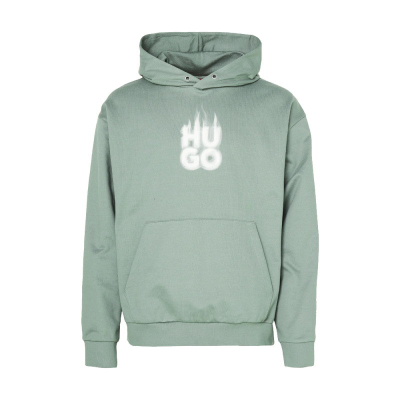 Sweat à capuche vert avec logo imprimé revisité Hugo Chez DM'Sports