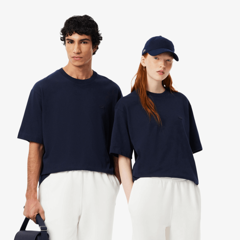 T-shirt  Lacoste -Bleu nuit- loose fit jersey épais unisexe chez DM'Sports