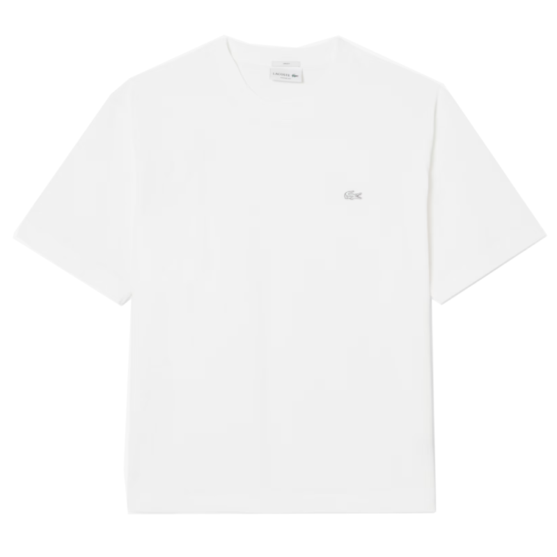 T-shirt  Lacoste -Blanc - loose fit jersey épais unisexe  chez DM'Sports