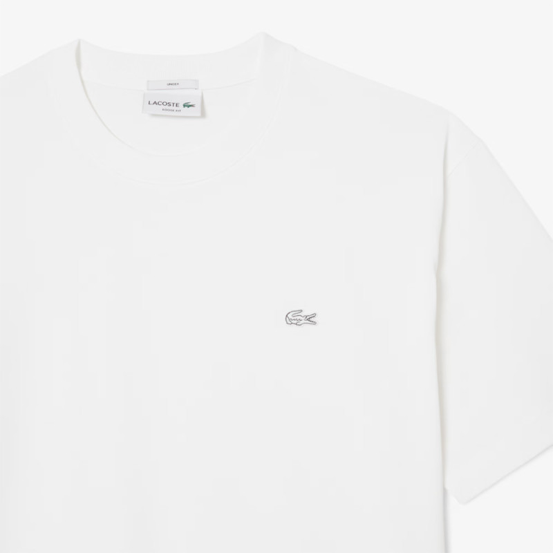 T-shirt  Lacoste -Blanc - loose fit jersey épais unisexe  chez DM'Sports